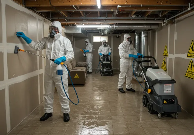 Basement Moisture Removal and Structural Drying process in Fairfield Bay, AR